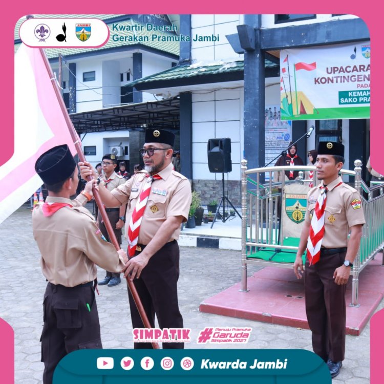 Ka Kwarda Jambi Lepas Konda Jambi pada Kegiatan Kemah Nasional V Sako Pramuka Sekolah Islam Terpadu Tahun 2023